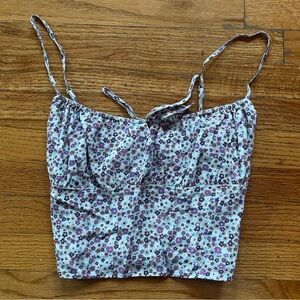 Aritzia Sunday Best Purple Floral Cropped Tank Top